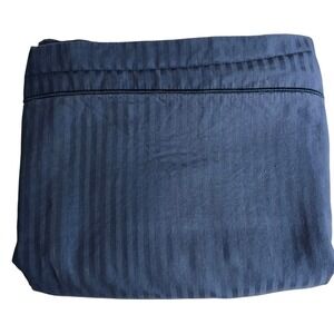 Fieldcrest King Navy Blue Damask Stripe 100% Cotton Flat Sheet Bedding RN17730